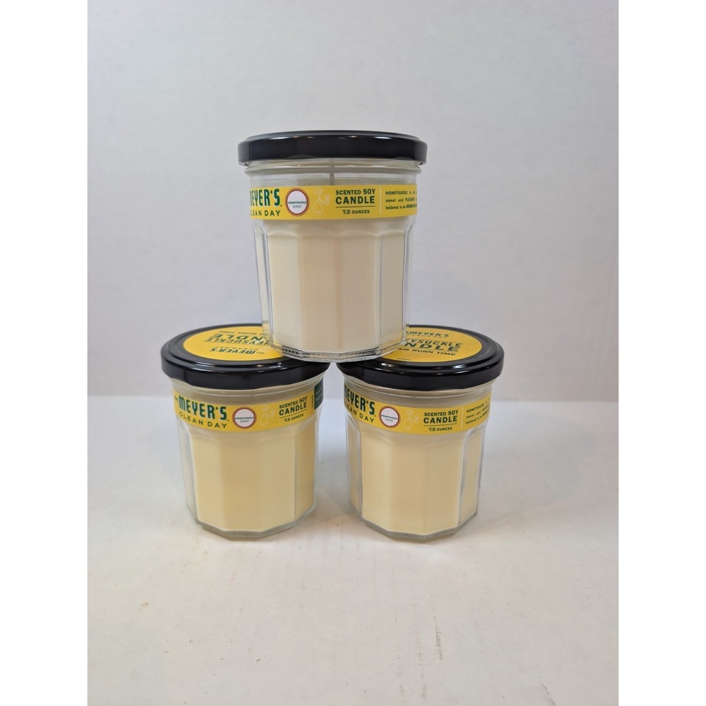Mrs. Meyer's Clean Day Honeysuckle Soy Candles 7.2 oz 35 Hour Burn Set of 3